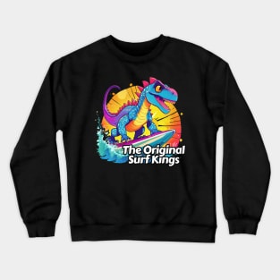 Anime Dinosaur Surfing Funny T-rex Crewneck Sweatshirt